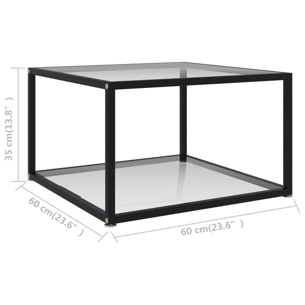Mesa de centro 60x60x35 cm vidro temperado transparente