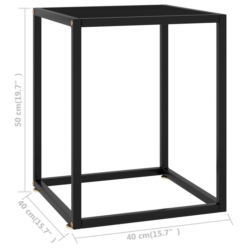 Mesa de centro 40x40x50 cm preto com vidro preto