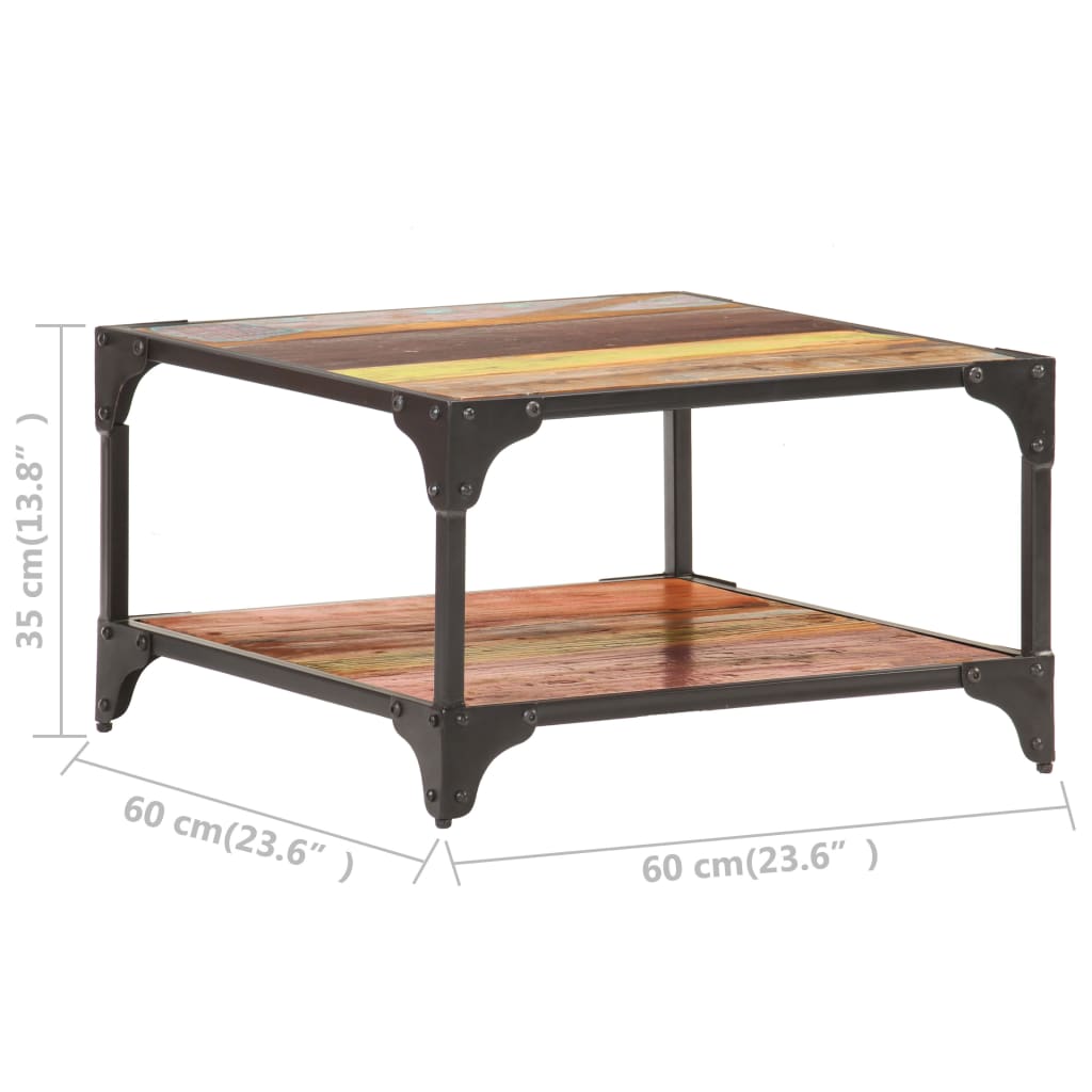 Mesa de centro 60x60x35 cm madeira recuperada maciça