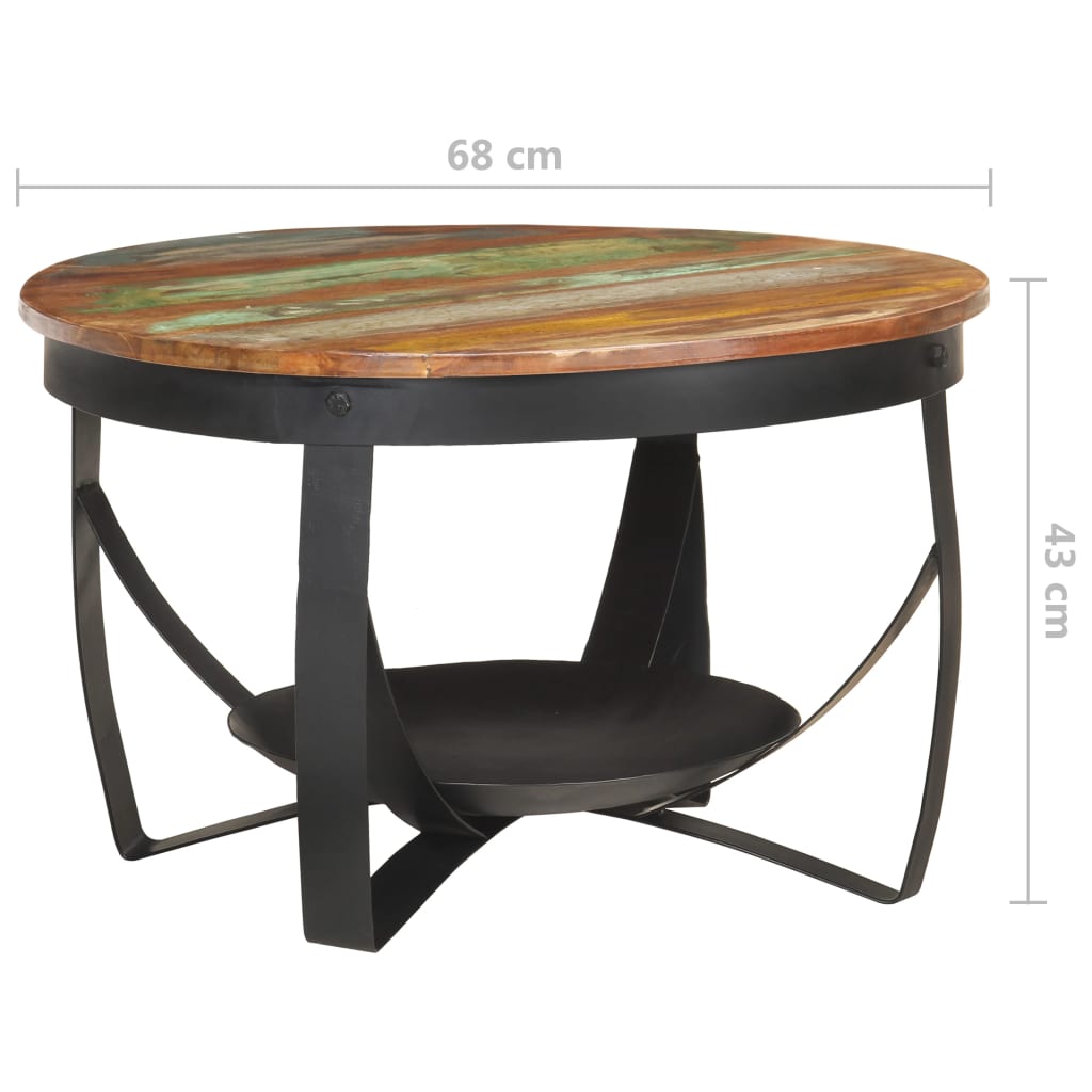 Mesa de centro Ø68x43 cm madeira recuperada maciça