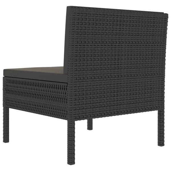 Cadeiras de jardim com almofadões 3 pcs vime PE preto