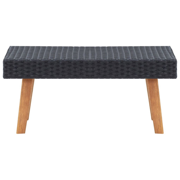 Mesa de centro para jardim vime PE preto