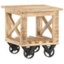 Mesa de apoio c/ rodas 40x40x42 cm madeira de mangueira áspera