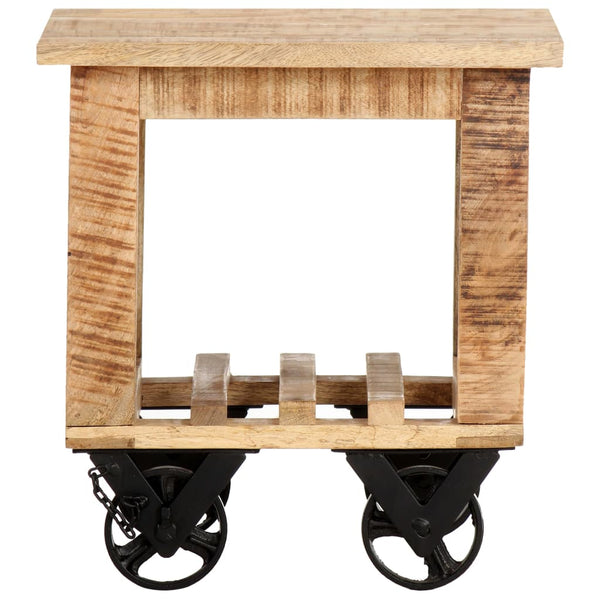 Mesa de apoio c/ rodas 40x40x42 cm madeira de mangueira áspera