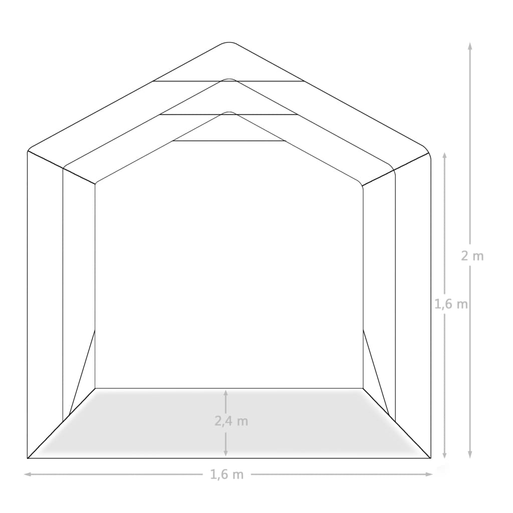 Tenda de garagem em PVC 1,6x2,4 m verde