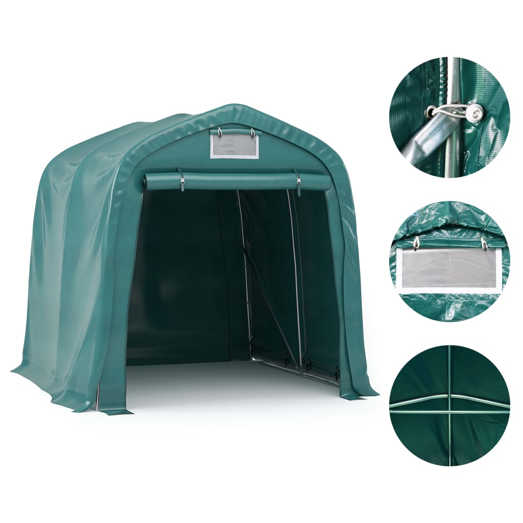 Tenda de garagem em PVC 2,4x2,4 m verde