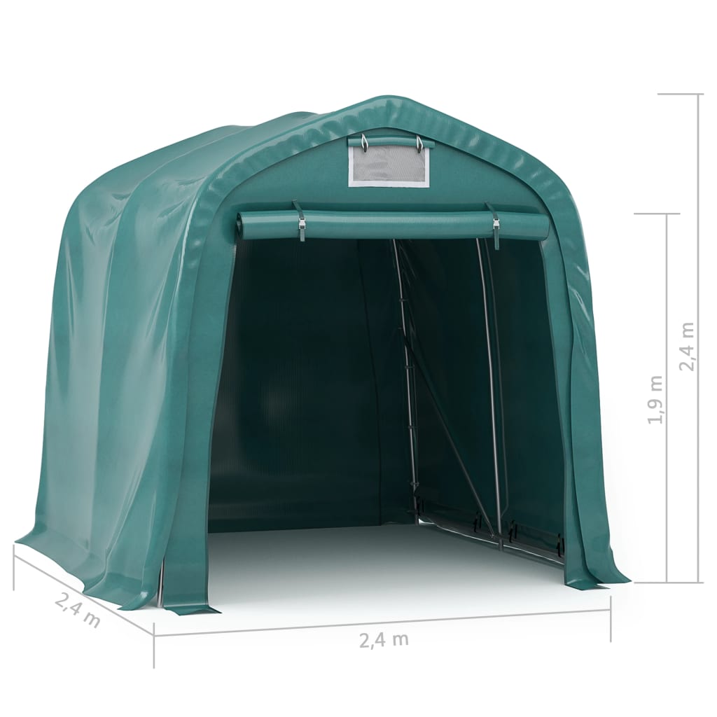 Tenda de garagem em PVC 2,4x2,4 m verde