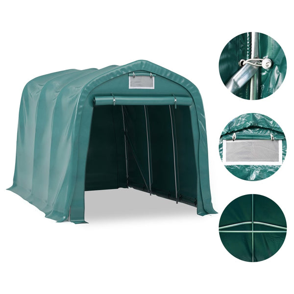Tenda de garagem em PVC 2,4x3,6 m verde