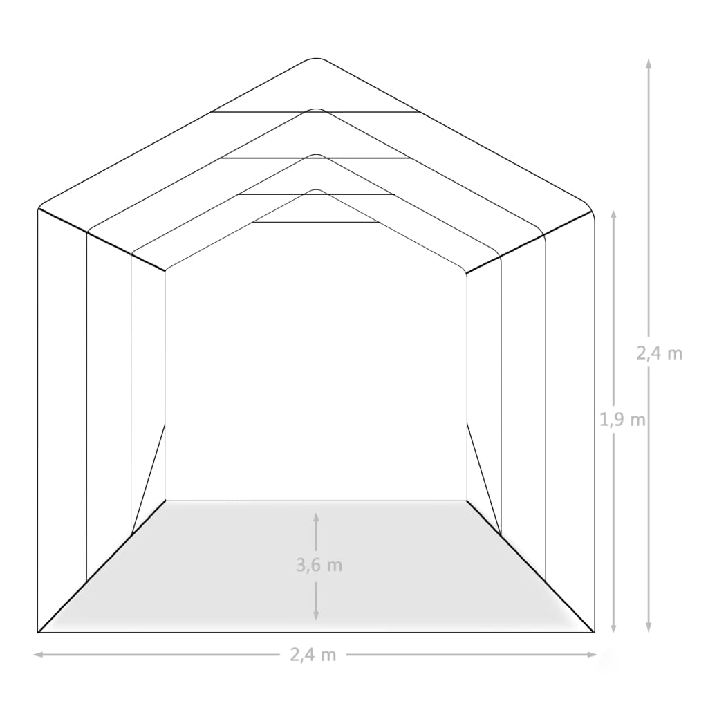 Tenda de garagem em PVC 2,4x3,6 m verde