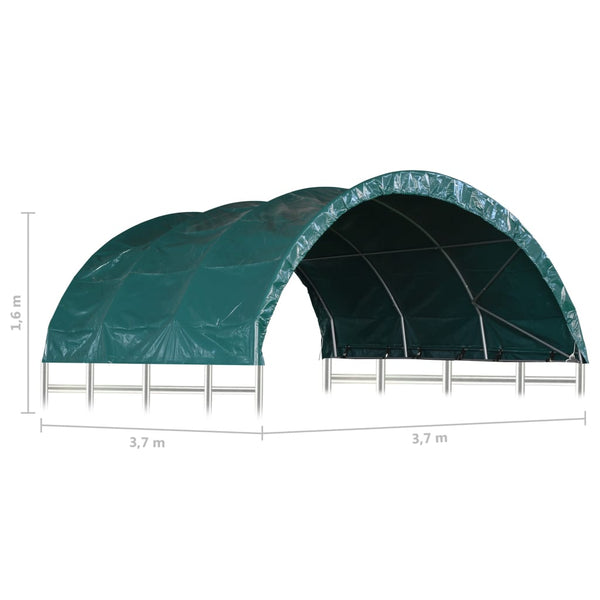 Tenda para gado PVC 3,7x3,7 m verde