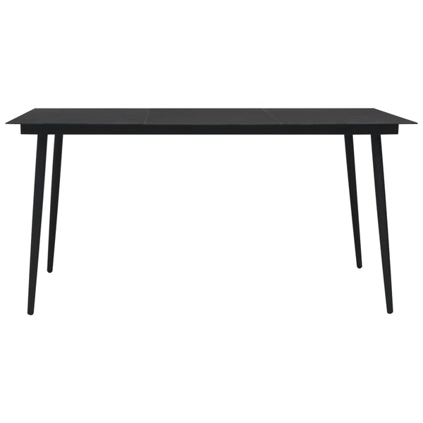 Mesa de jantar para jardim 190x90x74 cm aço e vidro preto