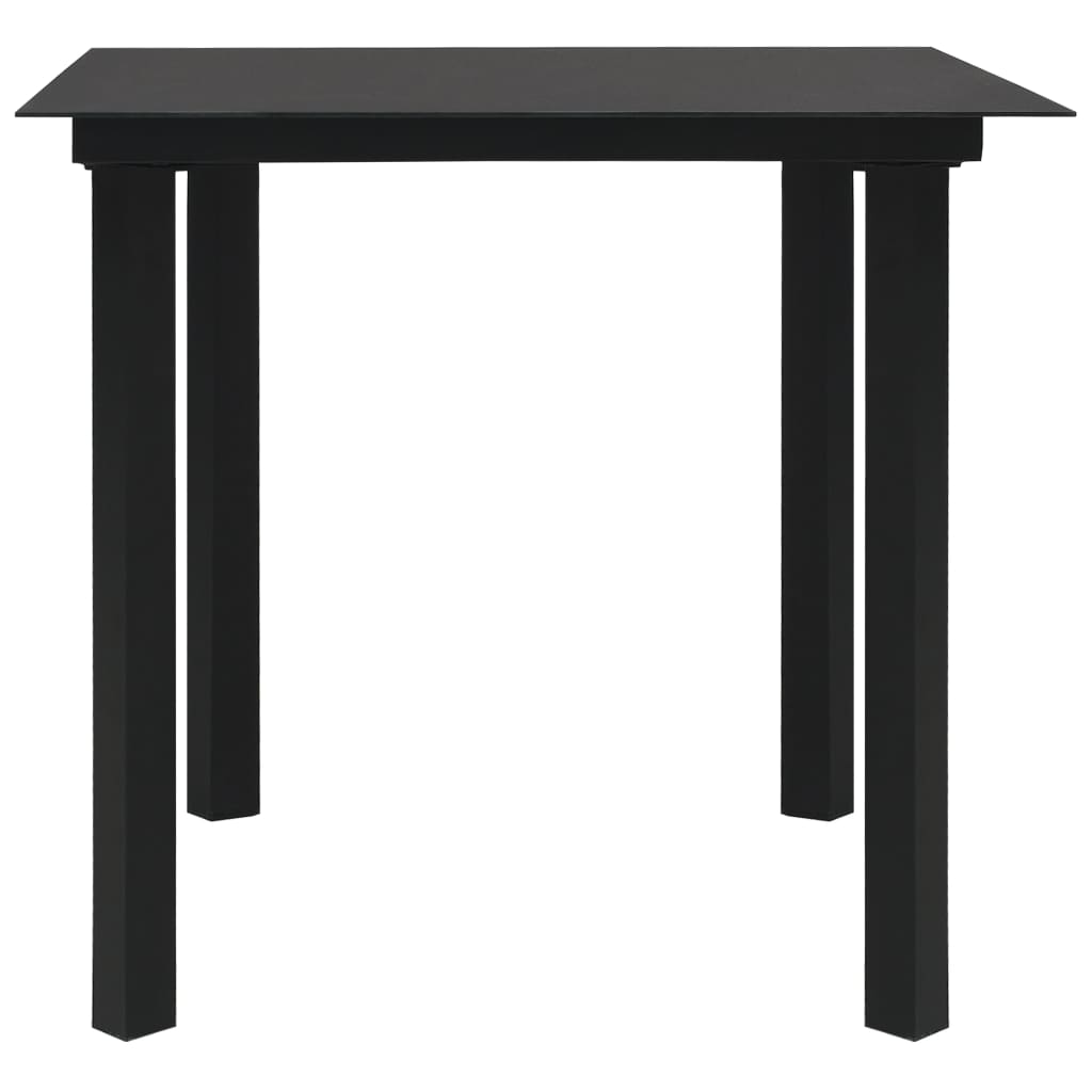 Mesa de jantar para jardim 80x80x74 cm aço e vidro preto