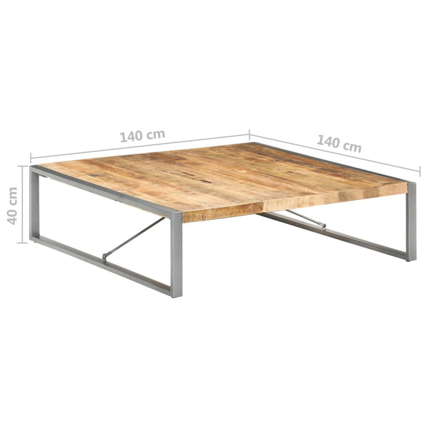 Mesa de centro 140x140x40 cm madeira de mangueira áspera