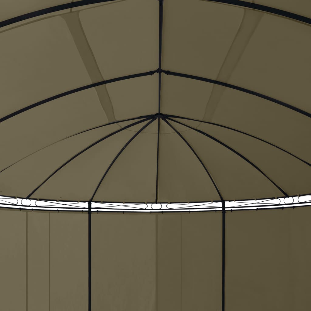 Gazebo c/ cortinas 520x349x255 cm 180 g/m² cinzento-acastanhado