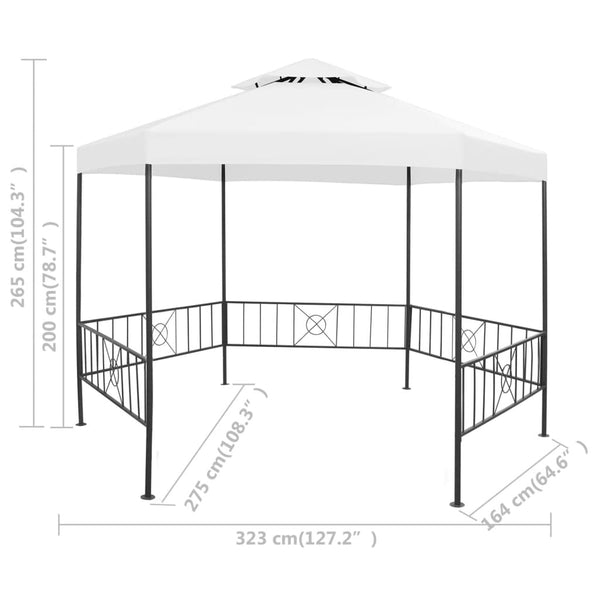 Gazebo de jardim 323x275x265 cm 180 g/m² branco