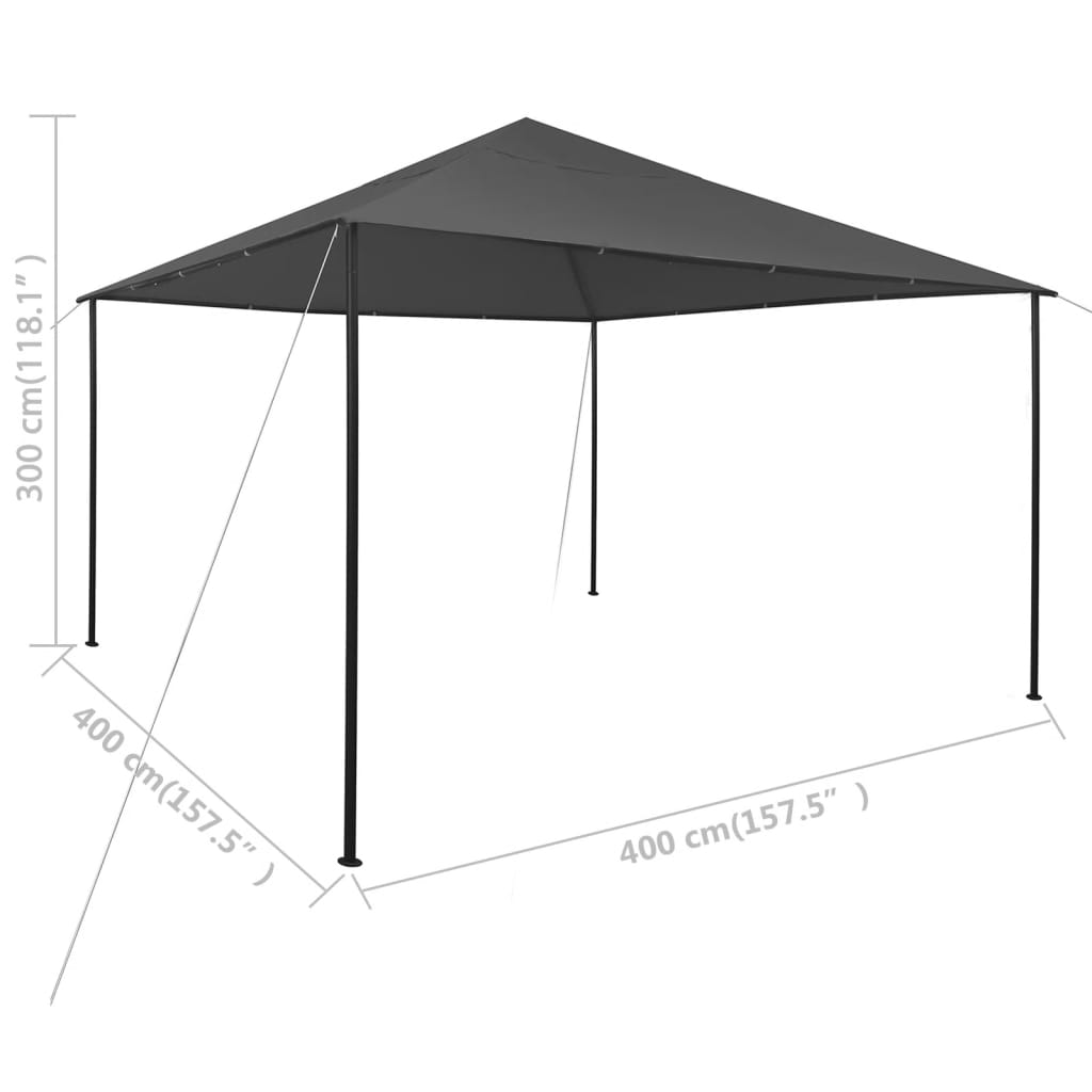 Gazebo 4x4x3 m 180 g/m² antracite