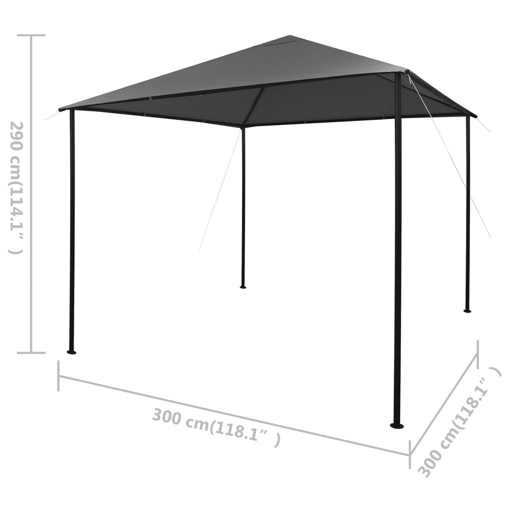 Gazebo 3x3 m 180 g/m² tecido e aço antracite