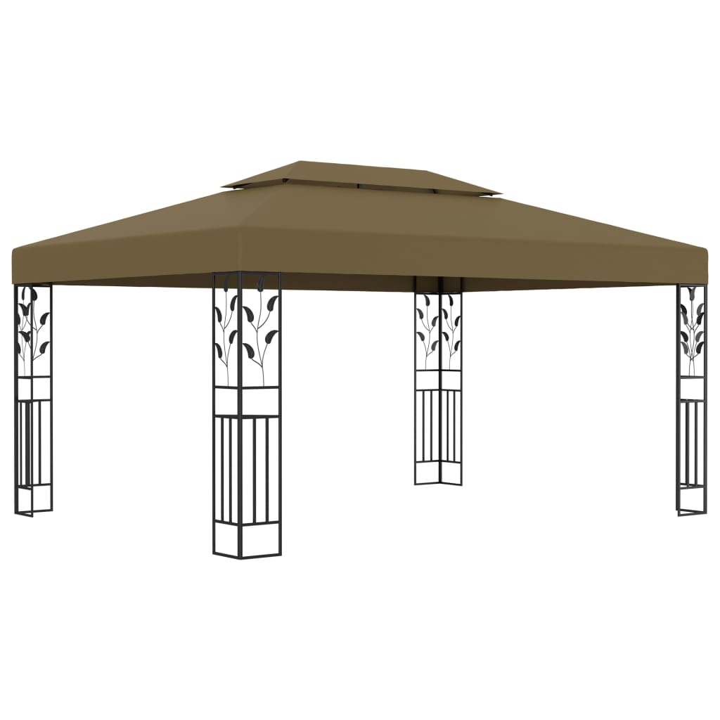 Gazebo com telhado duplo 3x4 m 180 g/m² cinza-acastanhado