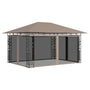 Gazebo c/ rede mosquiteira 4x3x2,73m 180 g/m² cinza-acastanhado