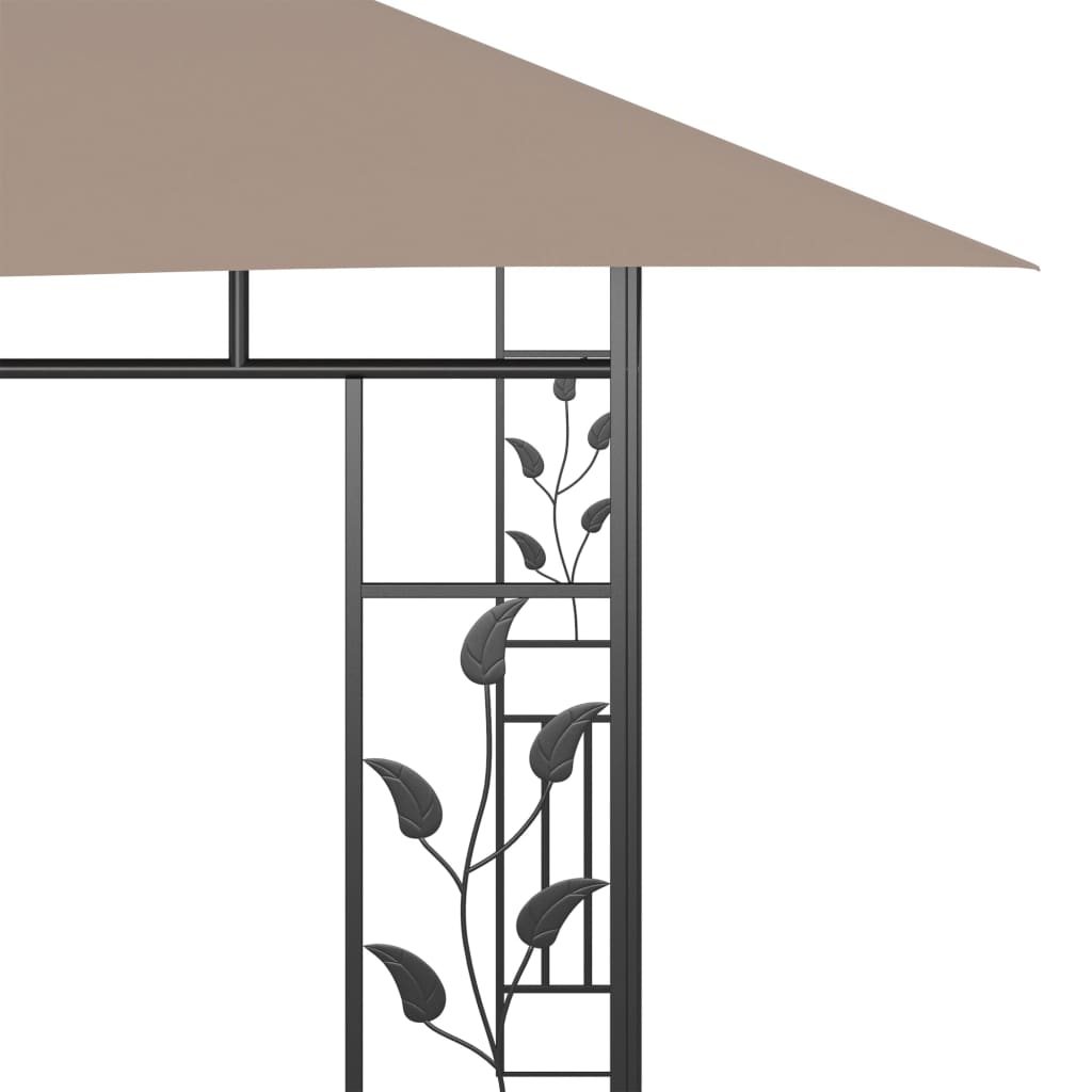 Gazebo c/ rede mosquiteira 4x3x2,73m 180 g/m² cinza-acastanhado