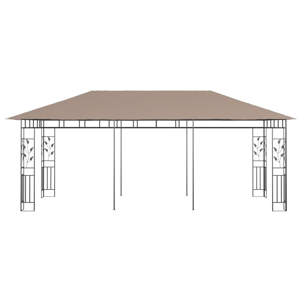 Gazebo c/ rede mosquiteira 6x3x2,73m 180 g/m² cinza-acastanhado