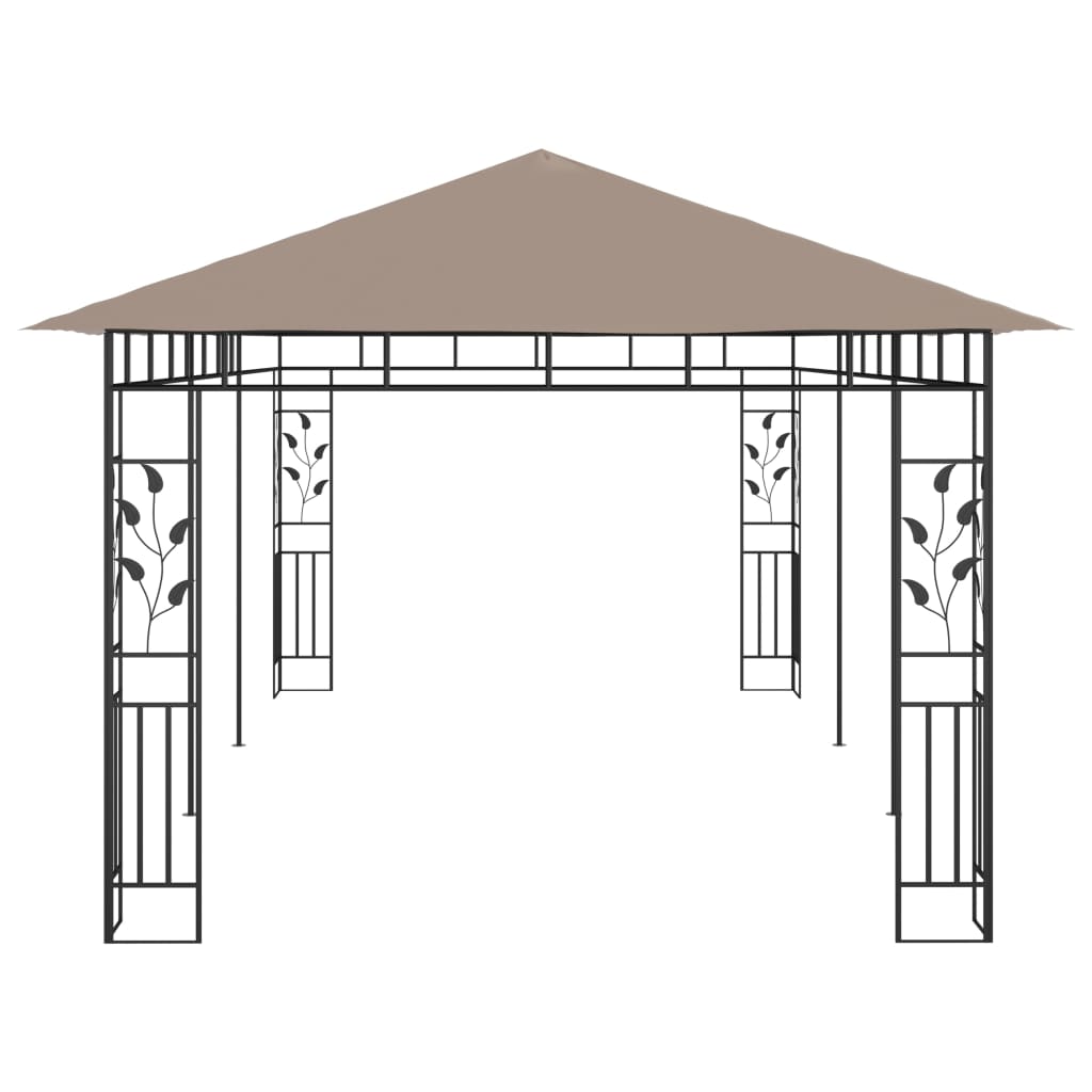 Gazebo c/ rede mosquiteira 6x3x2,73m 180 g/m² cinza-acastanhado