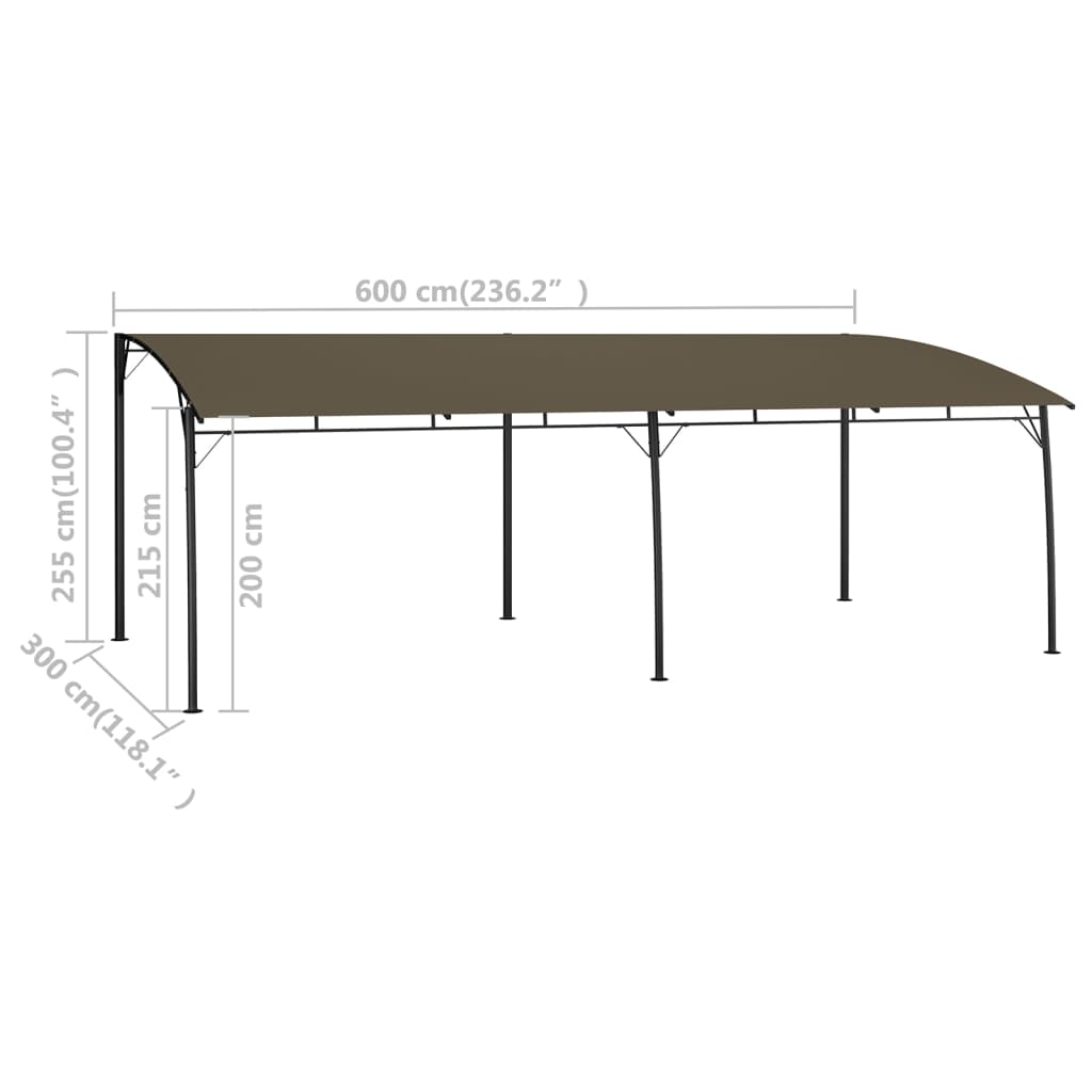 Toldo para-sol de jardim 6x3x2,55 m cinzento-acastanhado