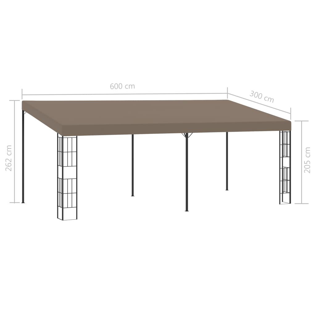 Gazebo de montagem na parede 6x3 m tecido cinzento-acastanhado