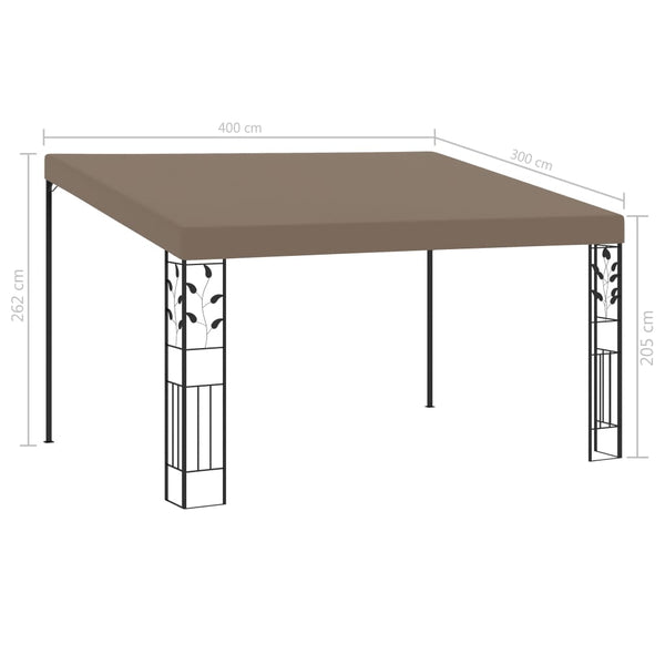 Gazebo de parede 4x3x2,5 m cinzento-acastanhado