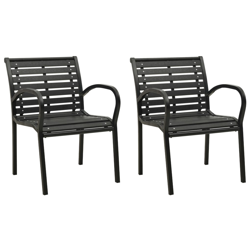Cadeiras de jardim 2 pcs aço e WPC preto