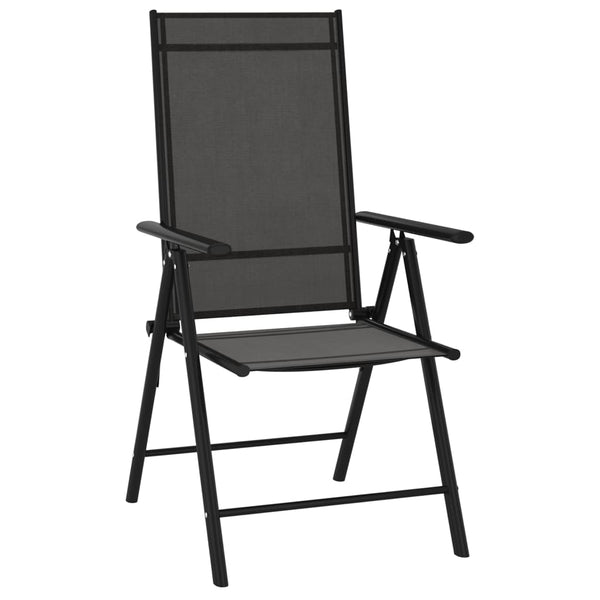 Cadeiras de jardim dobráveis 6 pcs textilene preto