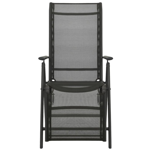 Cadeiras de jardim reclináveis 2 pcs textilene e alumínio preto