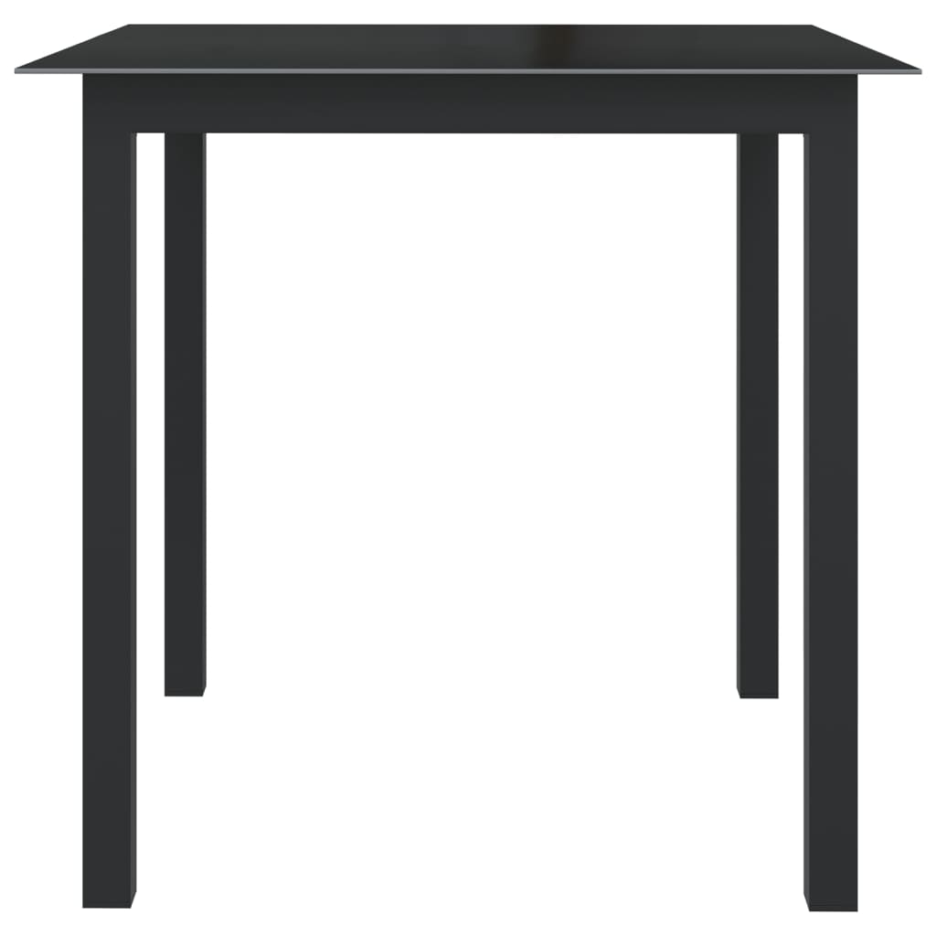 Mesa de jardim em alumínio e vidro 80x80x74 cm preto