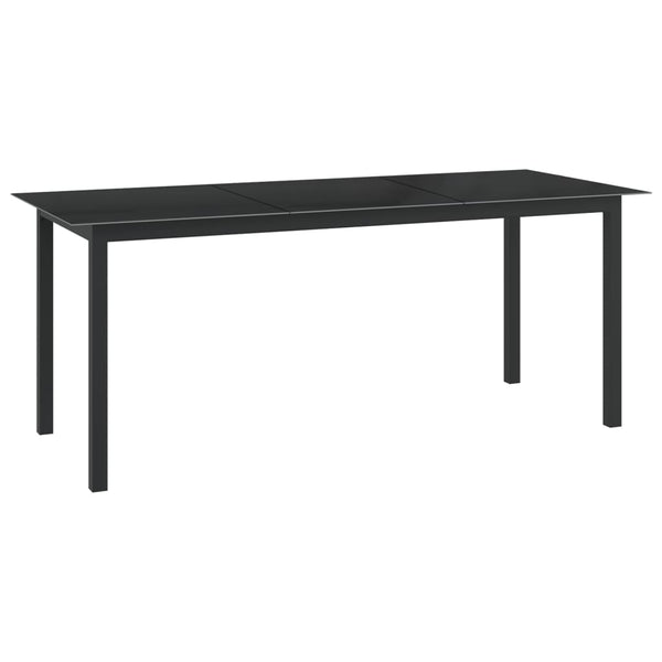 Mesa de jardim em alumínio e vidro 190x90x74 cm preto