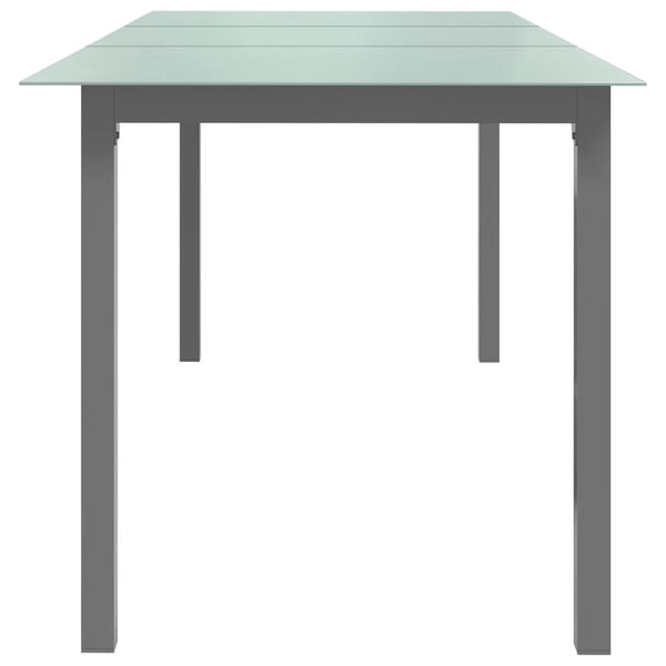 Mesa de jardim em alumínio e vidro 190x90x74 cm cinzento-claro