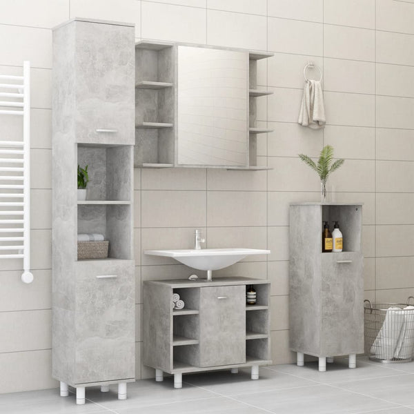 Armário de casa de banho derivados de madeira cinzento cimento