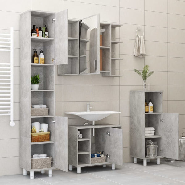 Armário de casa de banho derivados de madeira cinzento cimento