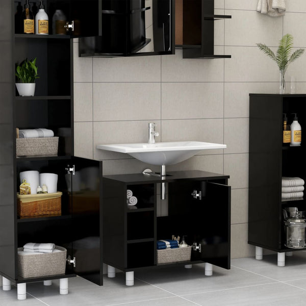 Armário casa de banho 60x32x53,5 cm derivados de madeira preto