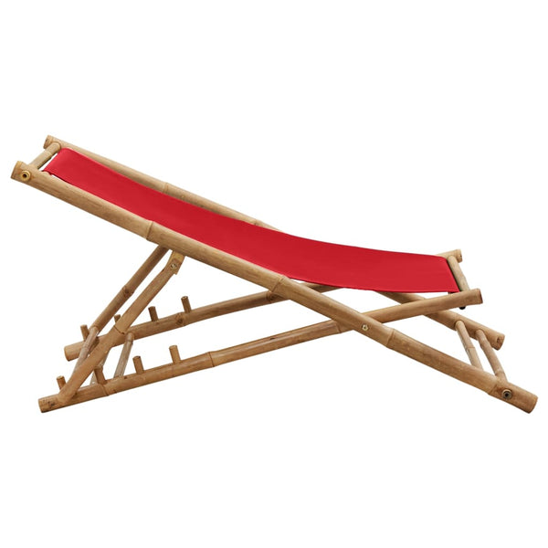 Espreguiçadeira de bambu e lona vermelho