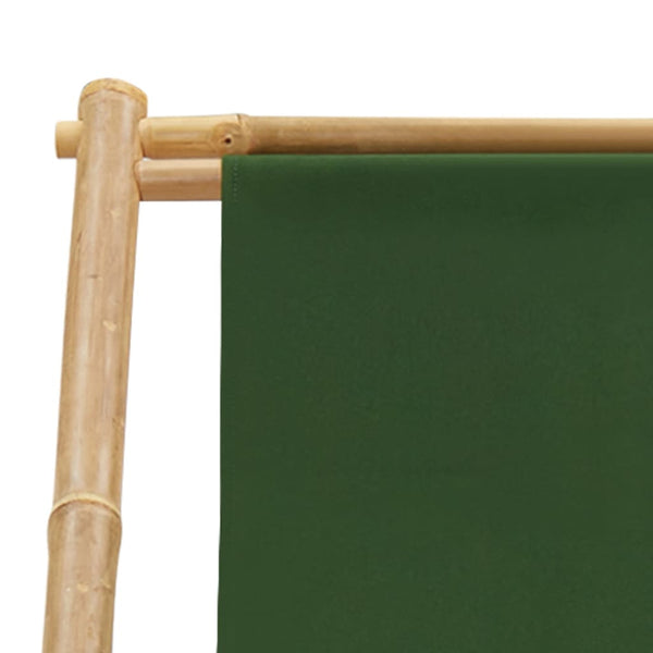 Espreguiçadeira de bambu e lona verde