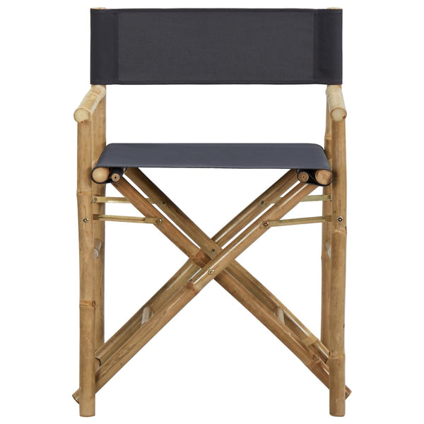 Cadeiras realizador dobráveis 2 pcs bambu e tecido cinza-escuro