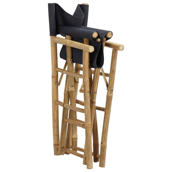 Cadeiras realizador dobráveis 2 pcs bambu e tecido cinza-escuro