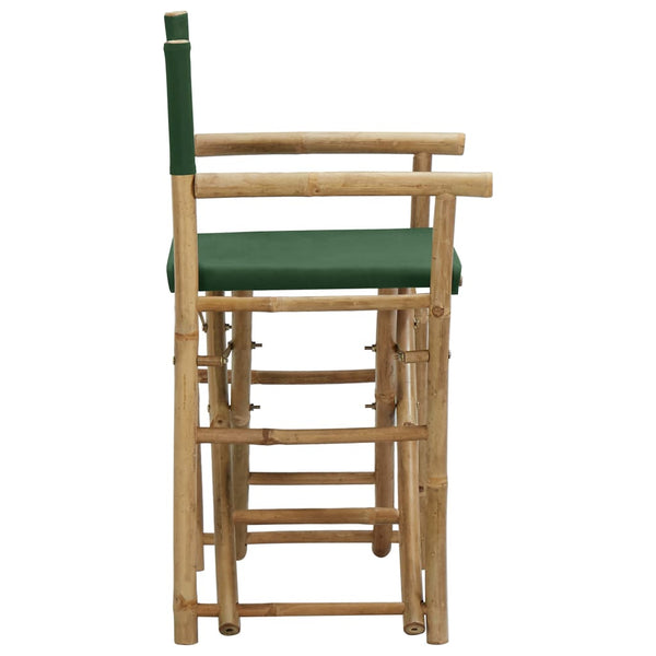 Cadeiras de realizador dobráveis 2 pcs bambu e tecido verde