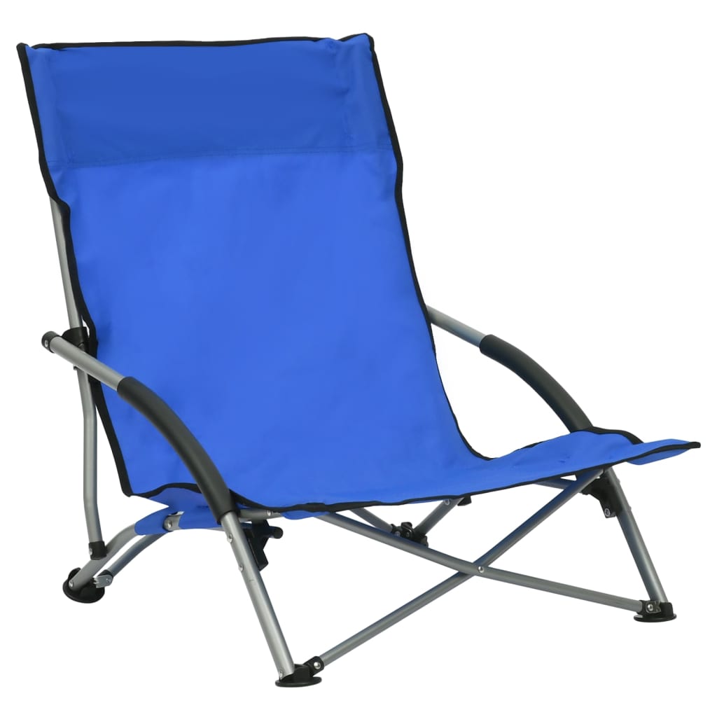 Cadeiras de praia dobráveis 2 pcs tecido azul