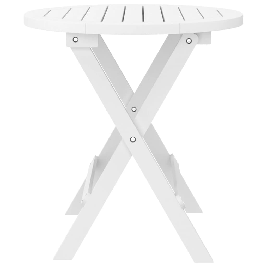 Mesa de jardim dobrável Ø 46 cm madeira de acácia maciça branco