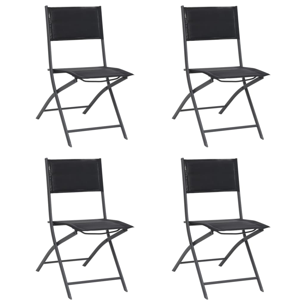 Cadeiras de exterior dobráveis 4 pcs aço e textilene