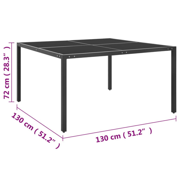 Mesa de jardim 130x130x72 cm aço e vidro antracite