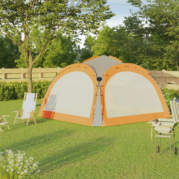 LED party tent 4 side walls 3.6x3.6x2.3 m gray/orange
