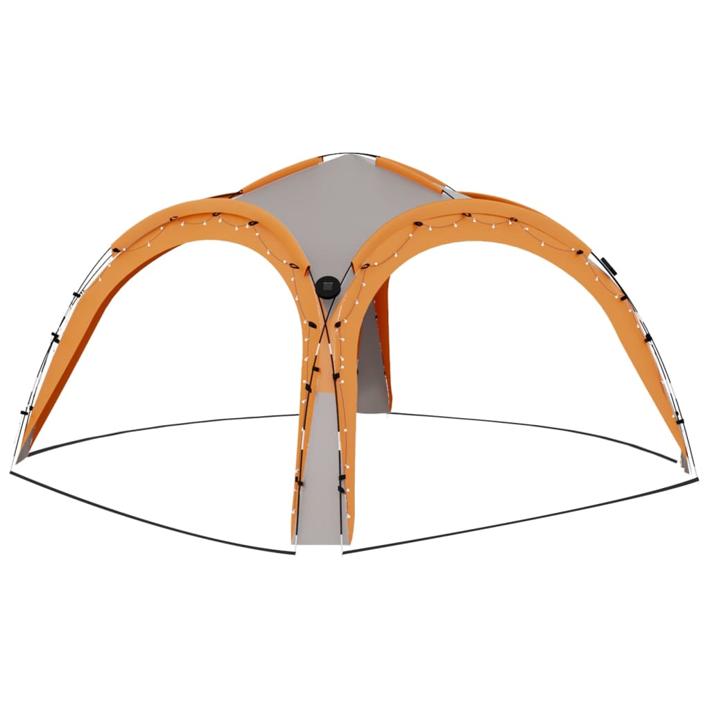 Carpa de fiesta LED 4 paredes laterales 3,6x3,6x2,3 m gris/naranja