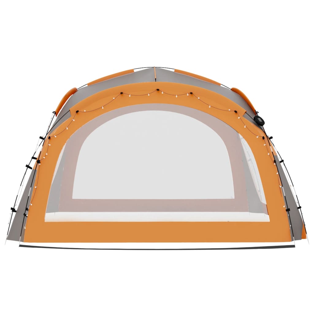 LED party tent 4 side walls 3.6x3.6x2.3 m gray/orange